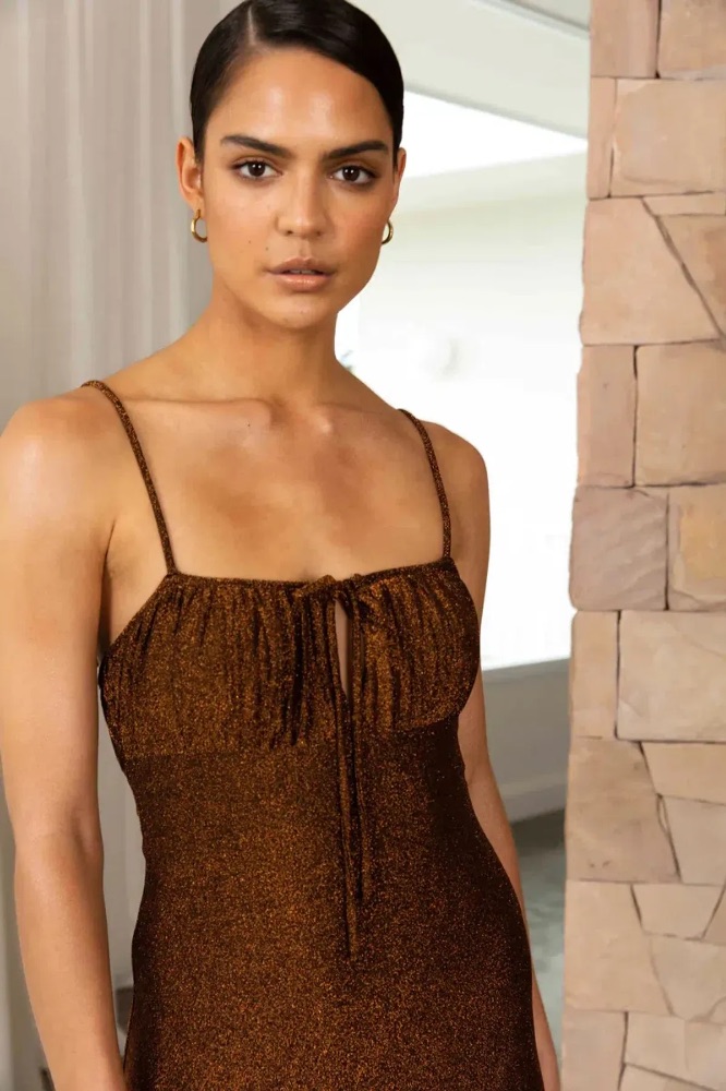 misha brown dress Jenness Satin Mini Dress main image 1